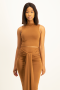 Hazel High Neck Crop Top - Toffee - S