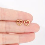 1 Pair Hollow Love Heart Shaped Stud Earrings Stainless Steel Jewelry Classical Cute Style Minimal Stud Earrings 3 Colors Availa