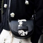 Genuine Leather Cow Print Bucket Bag - Black Free
