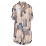 Geometric Black Print Tunic Shirt - Stone L