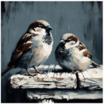 Stretched Canvas Sparrow Blue
