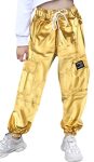 Sangtree Women's Cargo Pants Drawstring Elastic Waist Tapered Jogger Pants With Pockets For Women Gold XL