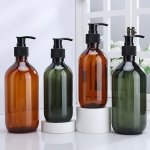 1PC 300 500ML Bathroom Soap Dispensers Green amber Shampoo Lotion Container Press Pump Refillable Bottle For Bath Soap Gel And C