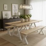 10 Seater Table And Matching Bench Set 2 Benches - World Of Rustic Frames