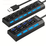 1 PC 4-PORT 7-PORT USB Connector Computer Mouse Keyboard Memory Card Independent Switch Universal Hub