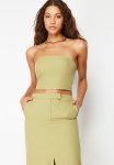 Premium Crop Corset - Khaki