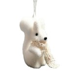 Snow Animal With Fur Scarf Standing Polyfoam Squirrel 12X9X5CM White Scarf