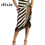 Stripe Tassel Detail Wrap Skirt Midi - Black Free