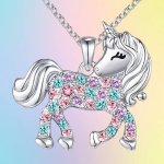 Creative Shiny Design Exquisite Colorful Unicorn Pendant Necklace Versatile Collar Pendant Jewelry Birthday Anniversary Christma