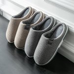 Men's Soft Plush Cozy House Slippers Lightweight Breathable Anti-skid Slip-on Shoes With Fuzzy Lining For Indoor Walking Autumn