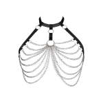 Ring Linked Silver Chain Detail Harness Bralette Plus Size