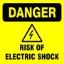 Danger Risk Of Electric Shock Sign 19X19CM - 2 Pack
