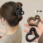 1PC Simple Solid Color Matte Heart Shaped Hair Claw Clips Nonslip Hair Clips For Women Strong Hold Valentine's Day Hair Accessor