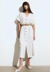 Belted Shirt Dress - White