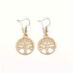 Chic Golden Tree Of Life Dangle Earrings - Vintage-inspired Alloy Fashion Jewelry For Women Perfect For Daily Wear & Vacations