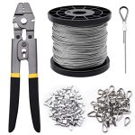 328FT Wire Rope Crimping Tool Kit 1 16" Stainless Steel Wire Rope Cable With Aluminum Crimping Sleeves And Stainless Steel Thimb