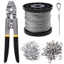 328FT Wire Rope Crimping Tool Kit 1/16" Stainless Steel Wire Rope Cable With Aluminum Crimping Sleeves And Stainless Steel Thimbles For Railing Deck