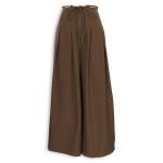 Brown Wide Leg Trim Pants
