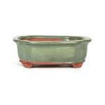 Assorted Glazed Bonsai Pots 7" - Green With Decorative Corners 17.5 X 13.5 X 6CM