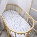 Cot Fitted Sheet Blue Lines Pattern