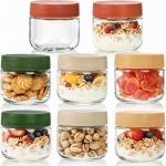 Cididu 8 Pack Overnight Oats Container With Lids 10 Oz Clear Glass Yogurt Storage Jar Leak Proof Empty Glass Candy Jar For Food