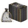 Xmhytop 100 Pieces Moon Star Organza Jewelry Candy Bags 4X6 Inch Black Organza Pouch Small Gift Bags With Drawstring For Christmas Party Favors Weddi