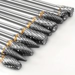 10PCS 2.54 20.32CM Tungsten Carbide Steel Double Cut Rotary Burrs Set For Rotary Tool Shank Fits Rotary Tool For Grinder Drill D