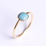 Goldair Gold Stack Square Turquoise Gemstone Ring - 8 Turquoise