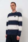 Striped Crew Sweat - XL Navy