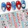 Christmas Nail Art Stickers Santa Claus Pattern Nail Stickers Women's Snowflake Pattern Adhesive Nail Decals