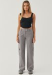 Abby Wide Waist Cargo Pant - Cement Grey