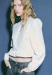 Puff-sleeved Peplum Blouse - White