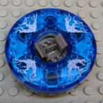 Parts Ninjago Turntable 6 X 6 X 1 1 3 Round Base Serrated With Trans-dark Blue Top With Electric Bolts Pattern Ninjago Spinner B