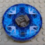 Parts Ninjago Turntable 6 X 6 X 1 1/3 Round Base Serrated With Trans-dark Blue Top With Electric Bolts Pattern Ninjago Spinner BB0549C11PB01