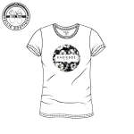 Ladies Round Floral Print Tee - White - 3XL