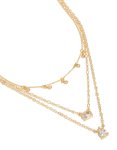Goldair Gold Plated Cubic Zirconia Multi Shape Triple Layered Necklace