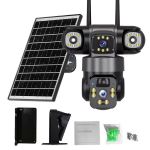 Solar 4MP Security Camera System 24 Hour Recording IP66 Lowlight Charging