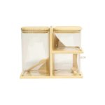 Glass Canister Square Set Stand With Bamboo Lid 3PCS