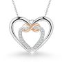 Two-tone Interlocked Double Heart S925 Silver Necklace Zircon Paved 1PCS