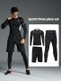 3pcs Men's Long Sleeve T-shirt + Pants + Shorts Fitness Set Splicing Color Quick-drying Breathable Training Sports Suit