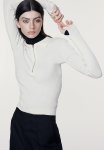 Zip-top Rib-knit Top - White