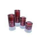 4 Piece Red Colour Coated Stainless Steel Glass Canister Set SGN1764