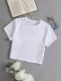 Solid Color Crop Crew Neck T-Shirt Casual Short Sleeve T-Shirt For Spring & Summer Women's Clothing