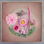 Secret Garden Blush Art Print - 60 X 60CM Framed Canvas With Natural Wood Frame
