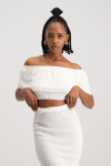 Laura Plisse Off-shoulder Top - Ivory - XS