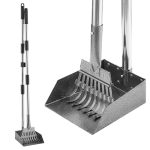 Adjustable Long Handle Dog Pooper Scooper Tray And Rake Set Metal Pooper Scoopers For For Medium Small Dogs