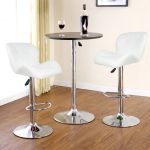 Round Bistro Bar Table With Adjustable Height - White