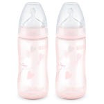 Nuk First Choice Temperature Control Bottle 6-18M 300ML Twin Pack Rose Balloon