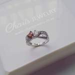 N308 - 925 Sterling Silver Personalized Couples Names & Birthstones Ring - Size 6
