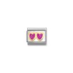 Composable Classic Link Double Heart Fuchsia Glitter